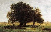 Theodore Rousseau Oak Trees near Apremont oil painting on canvas